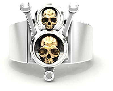 YAHOYA Retro Titan Stahl Totenkopf Ring Herren Mode Doppelgeist Kopf Domining Ring Männer Mode Ring Schmuck