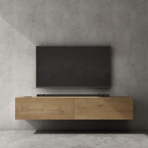 doporro Mobile Porta TV Sospeso 160 cm con 2 Ante Marrone Chiaro, Credenza Bassa da Soggiorno Salotto, Madia Consolle per TV Fernsehschrank02
