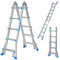 TOPWAY Aluminium Telescopic Multi Purpose Foldable Combination Step Ladder System 5 Steps RUNGS, 5 Metres Extension Ladder with Non-slip Steps 338473