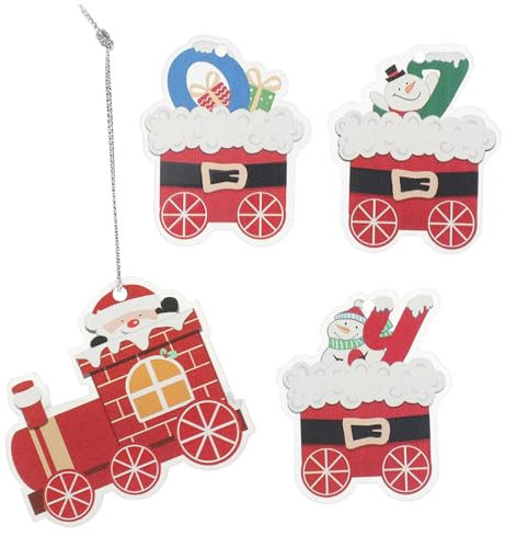 ifundom Weihnachtszug-Ornament 4 Stück Lokomotive Mini-Baum-Anhänger Dekorative Hängende Ornamente Kleine Lokomotive Acryl-Zug-Set Weihnachts-Hängeornamente Für Weihnachten Hochzeit