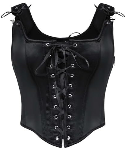 SCARLET DARKNESS Women's Renaissance Bustier Corset Top Lace-up Overbust Vest Steampunk Corsets for Women UK Plus Size Black Corset 16
