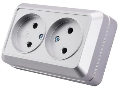 Juego de enchufes eléctricos de pared, empotrables, de interior, 250 V CA, 16 A, color plateado, toma doble sin conexión a tierra, MZ-05