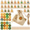 POPOYU 24 Pcs Weihnachten Burlap Tasche primär mit gemischten Farbe Aufkleber, DIY Weihnachten Adventskalender Geschenk Wrap Bags, Candy Bags, Treat Bags, Xmas Party Geschenk Taschen
