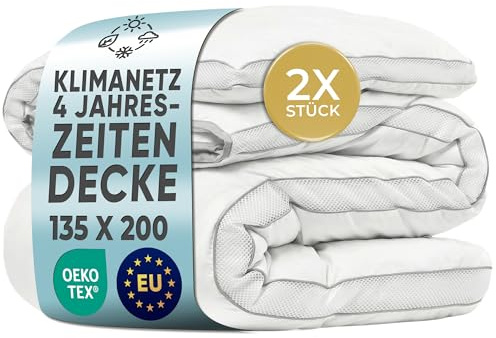 LILENO HOME 4-Jahreszeiten Bettdecke 135x200 cm [2er Set] mit CoolComfort | Klimanetz - Bettdecke 135x200 cm bestehend aus 2 Bettdecken - als Sommer u. Winter Decke - kochfest bis 95°C
