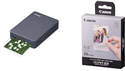 Canon Selphy QX20 Schwarz + XC-20L Vol. 20 Farbtinte/Etikettenset