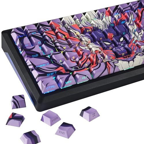 YMDK Orlon Dragon Theme Keycaps Full Set 131 Keys Multicolor PBT Dye Sub Sidelit Manga Anime Homemade Custom Keycap for MX Mechanical Keyboard