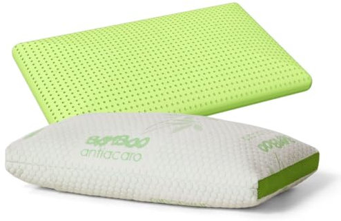 EPSELIA Coussin Oreiller pour lit en Mousse à mémoire de Forme, revêtu en Bambou Bio, modèle saponetta, 70x40 cm, H12, avec Bande périphérique Respirante 3D, Amovible, CertiPUR™ Oeko-TEX®