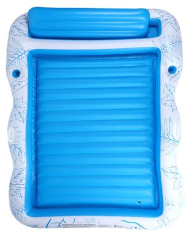 Oreilet Chauffeur Bassin Piscine Bronzage Gonflable, 81,9 X 53,9 Pouces Bronzage à la Plage épaissie avec Oreiller pour Enfants, Bains Soleil Flottants Salon Natation Tapis