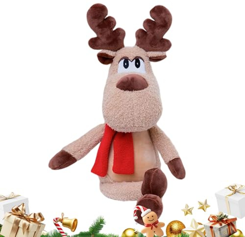 Générique Weihnachtsdekoration Rentier – Plüsch-Spielzeug 50 cm mit rotem | Schal | Plüschtier Hirsch Weihnachten für Zuhause, Wohnzimmer, Schlafzimmer, und