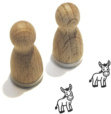 Stemplino® Midistempel - Motiv: Elvis Esel | MF065-18 mm Holzstempel mit Tiermotiv - Esel Stempel - über 1000 Motive - Holzstempel für Kinder, Kalender, Bullet Journal & Bastelideen
