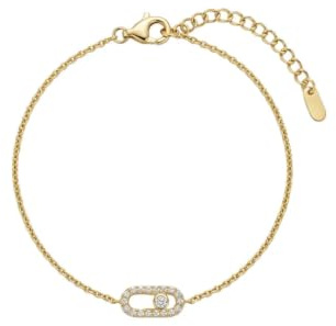 Suzan Gold® 925 Sterling Silber Armband Damen Zirkonia Glieder Element elegant filigran wasserfest nickelfrei Geschenk Link Crystal Bracelet hochwertig