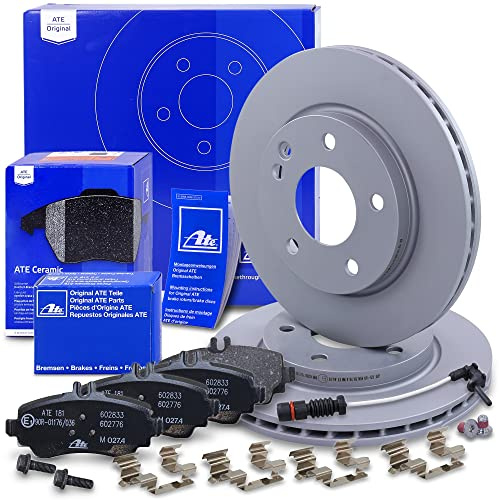 ATE Bremsenset Vorderachse inkl. Bremsscheiben vorne Ø 260 mm und Bremsbeläge vorne + Verschleißkontakt Kompatibel mit MERCEDES-BENZ A-Klasse (W168)