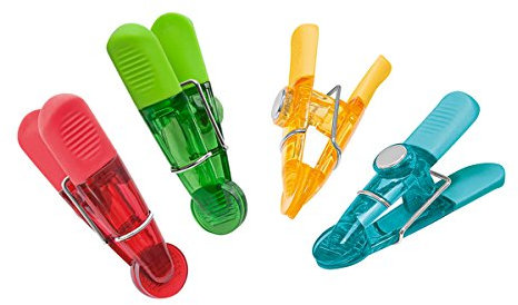 Wedo 6422099 Notiz Magnetklammern (Glossy, aus Kunststoff, geriffelte Griffflächen) 4 Stück, farbig sortiert