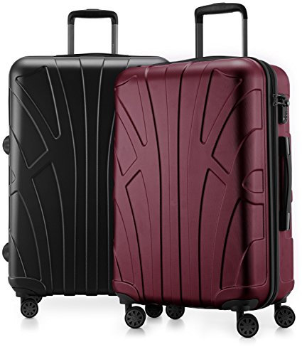 Suitline - 2er Koffer-Set TSA, 66 cm, Burgund/Graphit