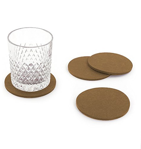 Oblique Unique® Filzuntersetzer rund 4er Pack für Tisch und Bar - Glasuntersetzer Untersetzer aus Filz (Haselnussbraun)