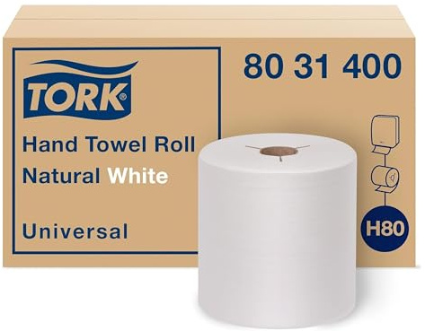 Tork 8031400 Universal Paper Hand Towel Roll, Y-Notch, 1-Ply, 8.0 Width x 800' Length, White (Case of 6 Rolls, 800 Feet per Rolls, 4,800 Feet per Case)