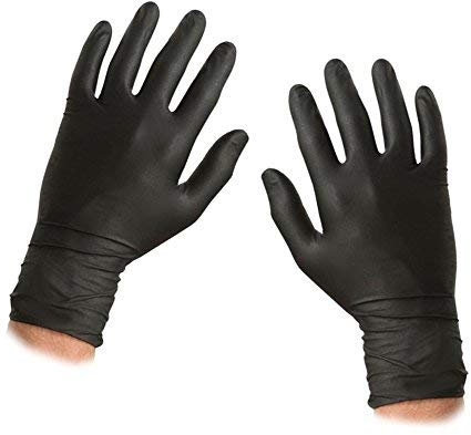 ASC Schwarze Nitril-Einweghandschuhe, Größe L, strukturiert, puder- und latexfrei, 100 Stück (50 Paar)
