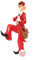 N / A Dekofigur Clown mit Ball und Tasche rot weiß 25 cm Figur Karneval Köln Harlekin
