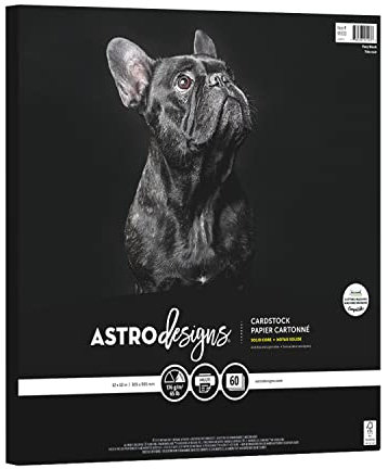 Astrodesigns Bastelkarton, 30,5 x 30,5 cm, 29,5 kg/176 g/m², sehr schwarz, 60 Blatt (91523)