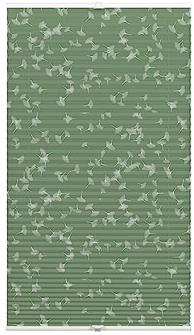 GARDINIA Plissee zum Klemmen, Blickdichtes Faltrollo, Alle Montage-Teile inklusive, Plissee verspannt mit Zwei Bedienschienen, Japandi Ginkgo Jade Green, Grün, 50 x 130 cm