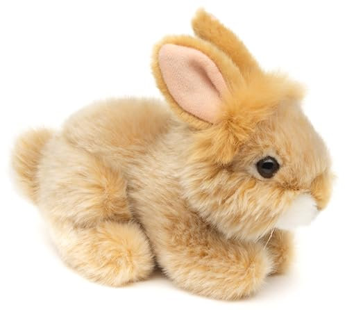 Uni-Toys - Angorakaninchen beige, liegend - 18 cm (Länge) - Plüsch-Hase, Kaninchen - Plüschtier, Kuscheltier