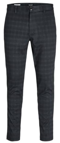 JACK & JONES Jpstmarco Jjcooper Structure Chino Sn Pantalon, Noir/détails : Carreaux, 32W x 34L Homme