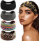 4 Stück Stirnband Damen Elastische, Breite Mode Haarband Haarschmuck, Weiche Boho Haarbänder Leopard Print Haarbänder für Damen (Schwarze Streifen)