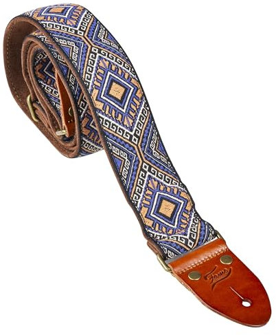 Gitarrengurt für Gitarre und Bass, Multi-Color Jacquard-Muster, Velours, Baumwolle, Lederenden, 1500 mm Länge, 50 mm Breite, Komfort und Stil für lange Spielsessions