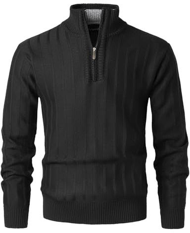 OlyljpinZ Maglione con Collo Alto Pullover Troyer da Uomo Invernali Maglioni con Cerniera Maniche Lunghe Slim Mezza Zip Foderato in Pile Pullover Morbido Giacca