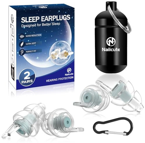Ear Plugs for Sleep 2 Pairs, Soft Filter Noise-Reducing Earplugs for Sleeping, Focus, Travel, Flying, Sensitivity, Ultra-Comfy Reusable Hearing Protection for Adult/Kid 12+, 31 dB Noise Cancelling