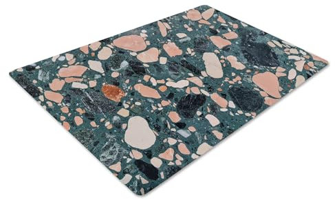 Pagnanno. Chopping Board-Catering Cutting Set-Kitchen Board-Glass Worktop Savers-Sink Chopping Board-Large-Worktop Protectors Heat Resistant-Marble Effect Teal & Pink - Design 18, 50x40cm (Pack of 1)