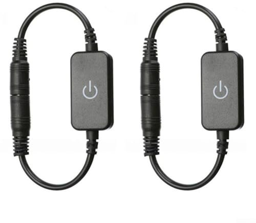 Power Inline Switch Cable, 2Pcs LED Strip Touch Dimmer Inline Dimmer Switch With 5.5 * 2.1 Mm DC 12V-24V 2A, For Household Switches(Black)