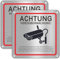 CNMTCCO Videoüberwachung Schild, 2 Stück Aufkleber Videoüberwachung, Achtung Videoüberwachung Schild Kameraüberwachung für Kamera überwachung Aussen Innen(15 x 15cm)