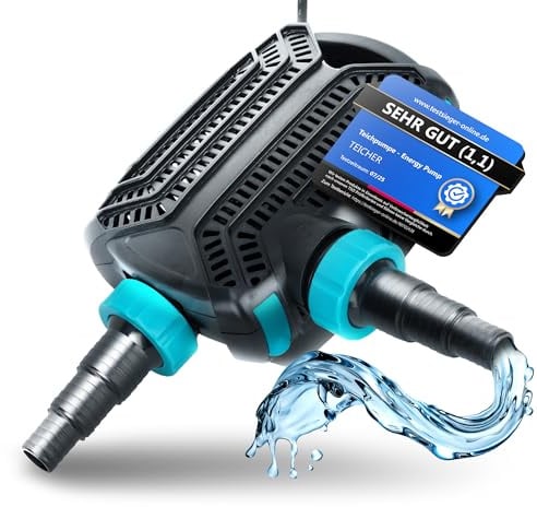Teicher Filterpumpe EP-7000X [Neues Modell] – Teichpumpe für außen 50W, 7000 l/h Energie effizient | Bachlaufpumpe Gartenteich Bachlauf Wasserfall | Filter Pumpe Teich Pond Pump Teichpumpen IPX8 Norm