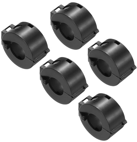 QUARKZMAN Ferritringkern 15mm ID RFI EMI Kabelclip Schwarz 5 Stück | Rauschunterdrückungs-Kabelclip für USB Kabel, Audio und Video Kabel Stromkabel