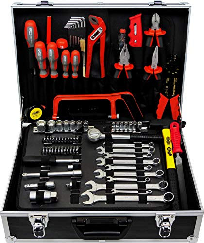 Famex 759-65 Alu Werkzeugkoffer gefüllt 125-tlg. | Werkzeugkasten mit Werkzeugset | Werkzeugbox befüllt | Für Haushalt und Garage