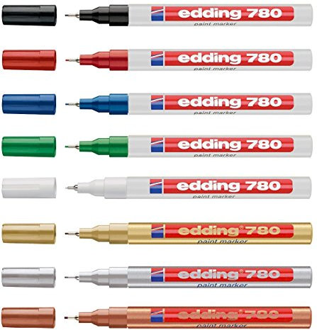edding 780 glanzlack-marker dünn (0,8 mm) 8 Farben wählbar 8er Set Sortiert Mit Metallic