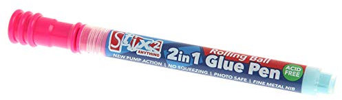 Stix2 2 in 1 Glue pen rolling ball blue dries clear , pump action fine tip S57261