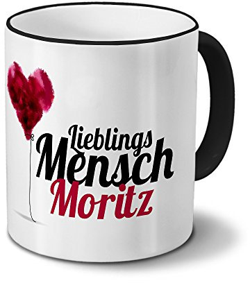 printplanet Tasse mit Namen Moritz - Motiv Lieblingsmensch - Namenstasse, Kaffeebecher, Mug, Becher, Kaffeetasse - Farbe Schwarz