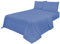 Voice7 Non Iron Mid Blue 4pc Sheets Set (Fitted Sheet + Flat Sheet + Pillow Cases Pair) Percale Super Poly Cotton Bedding Sets (Mid Blue, Double)