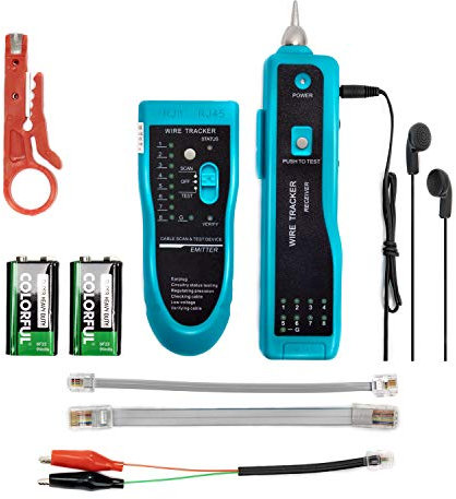 JENEBOM 9 in 1 Kabel Tracker Wartungskit, RJ45 Professioneller Patchkabel Tester CAT5 CAT6 Kabel Test Kit LAN Kabeltester für DIY Heimcomputer Netzwerkkabel Wartungstester