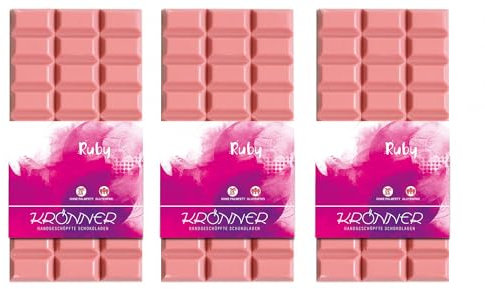 Krönner Ruby Schokolade – 3 x 100 g Schokoladentafel – Einzigartige rosa Schokolade aus 34% Ruby Kakaobohnen – Schokolade rosa ohne Farbstoffe – hochwertige Schokolade Frauentag
