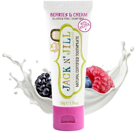 Jack N' Jill Kids Natural Toothpaste, Made With Natural Ingredients, Helps Soothe Gums & Fight Tooth Decay, Suitable From 6 Months+ - Berries & Cream Flavour 1 x 50g