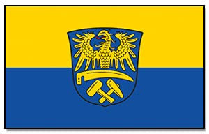 Flagge/Fahne OBERSCHLESIEN Staatsflagge/Landesflagge/Hissflagge mit Ösen 150x90 cm, sehr gute Qualität
