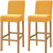 Dimatic Samt Plüsch Stuhl Abdeckung Theke Pub Bar Hocker Stuhl Slipcover für Esszimmer Cafe Barhocker Slipcover Möbelschutz Anti-Rutsch-Bezug mit elastischem Boden, 2er Set, Gold