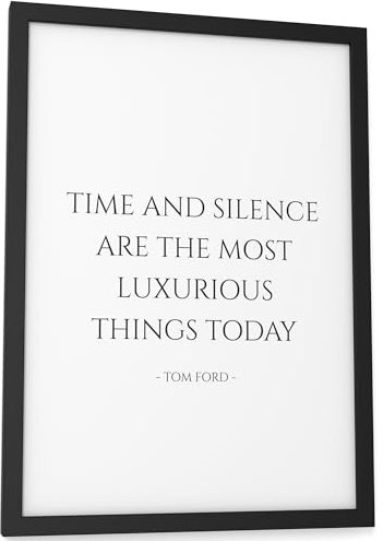 Papierschmiede® Bilder Home Kunstdruck mit Rahmen A4 (21x30 cm) Spruch Poster Zuhause Schrift Bild Wanddeko in schwarz weiß, Sprüche für Wohnzimmer Büro Küche, Time and Silence