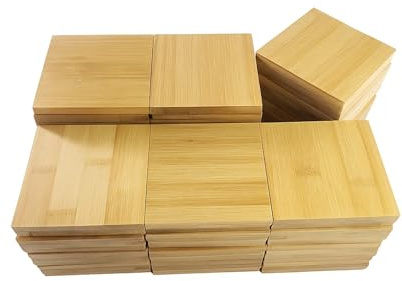 Bulk Wholesale Square Bamboo Coasters, Blank Craft Discs, 72-Pack, 4-Inch