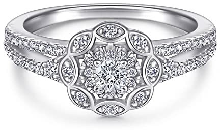 Banemi Amor Ring Silber, Ring Damen mit Runden Runde Form Zirkonia Ring für Freundingeschenke Größe 52 (16.6)