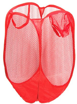 Ruilogod Tenedor de ropa plegable de malla de la ropa de ropa roja