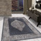 Carpetsale24 Waschbarer Kurzflor Teppich Schwarz 200x290 cm Ornament Design mit Rutschfester Rückseite, Hautfreundlich & Pflegeleicht, Ideal für Wohnzimmer, Schlafzimmer, Flur & mehr